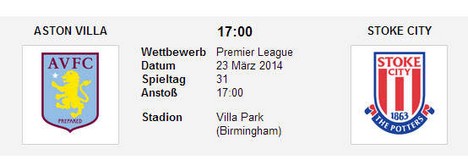 Wettquoten Aston Villa Stoke