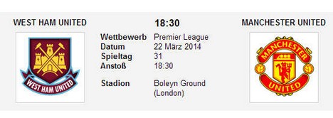 Wettquoten West Ham Man Utd