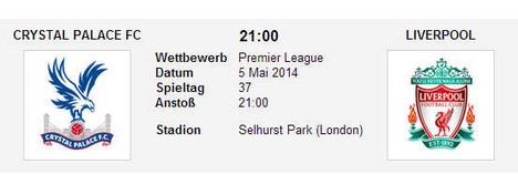 Wettquoten Crystal Palace Liverpool