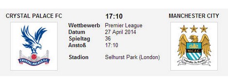 Wettquoten Crystal Palace Man City