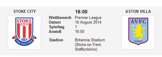 Wetten Tipp Stoke Aston Villa