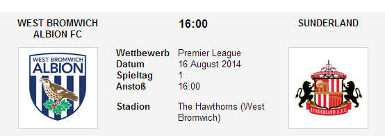 Wetten Tipp WBA Sunderland