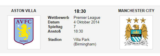 Wett Tipp Aston Villa Man City