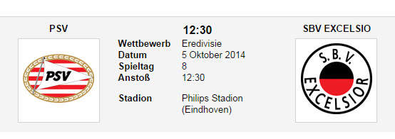 Wett Tipp PSV Excelsior