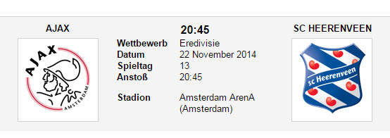 Wettquoten Ajax Heerenveen