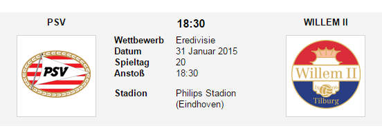Wett Tipp PSV Willem II