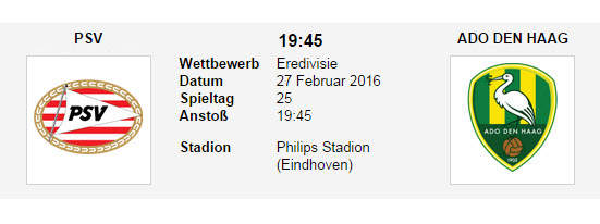 Wett Tipp PSV ADOO Den Haag