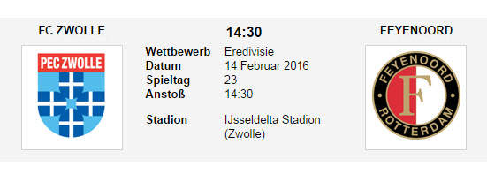 Wett Tipp Zwolle Feyenoord