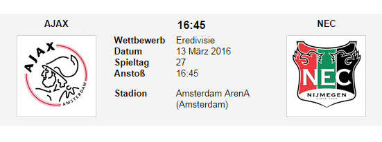 Wett Tipp Ajax NEC