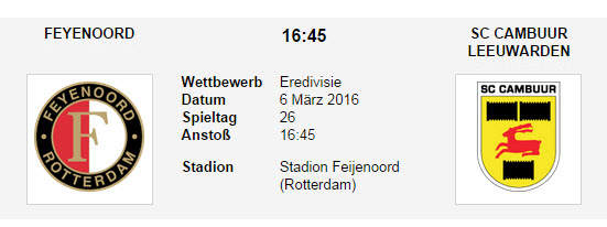 Wett Tipp Feyenoord Cambuur
