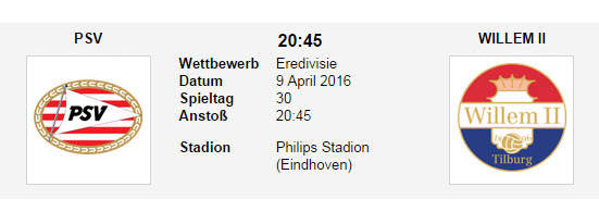 Wett Tipp PSV Willem II