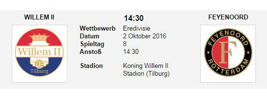 Wett Tipp Willem II Feyenoord