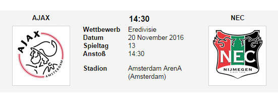 Wett Tipp Ajax NEC