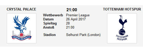 Wett Tipp Crysal Palace Tottenham