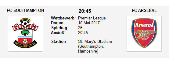Wett Tipp Southampton Arsenal