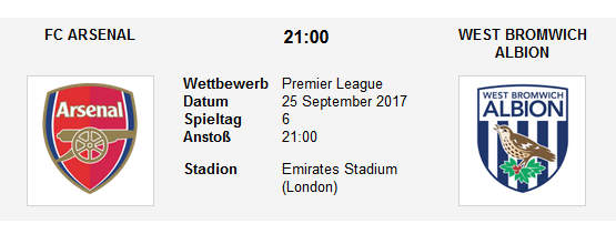 Wett Tipp Arsenal WBA