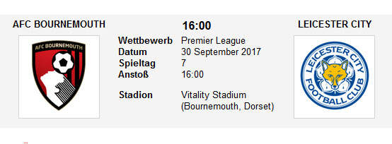 Wett Tipp Bournemouth Leicester