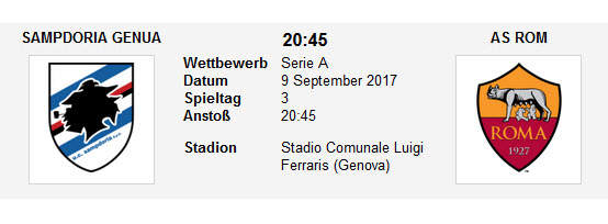 Wett Tipp Sampdoria AS Roma