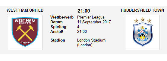 Wett Tipp West Ham Huddersfield