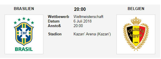 Wett Tipp Brasilien Belgien 06 07 18