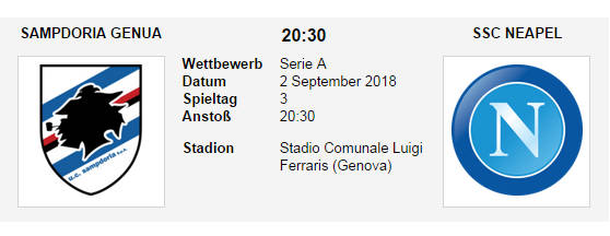 Wett Tipp Sampdoria Napoli 02 09 18