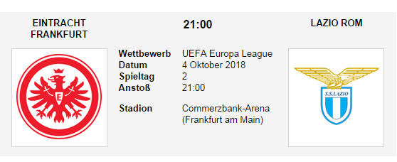 Wett Tipp Eintracht Frankfurt Lazio 03 10 18