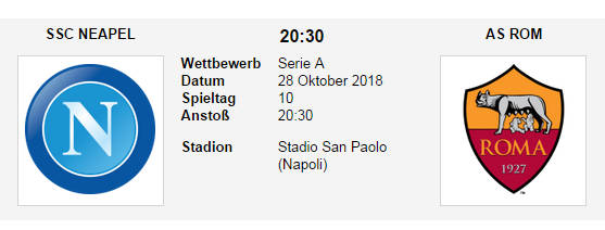 Wett Tipp Napoli AS Roma 28 10 18