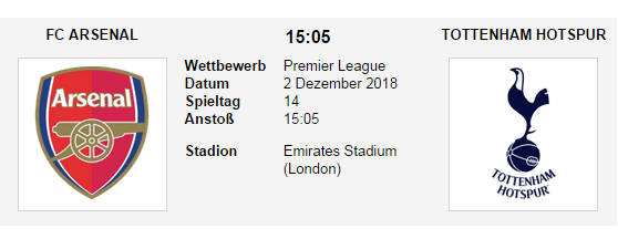 Wett Tipp Arsenal Tottenham 02 12 18