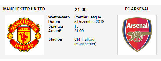 Wett Tipp Man Utd Arsenal 05 12 18