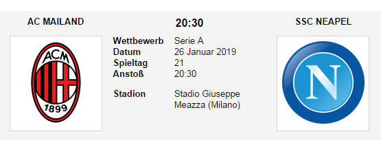 Wett Tipp Milan Napoli 26 01 19