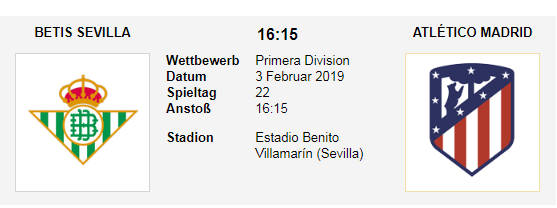 Wett Tipp Betis Atletico 03 02 19