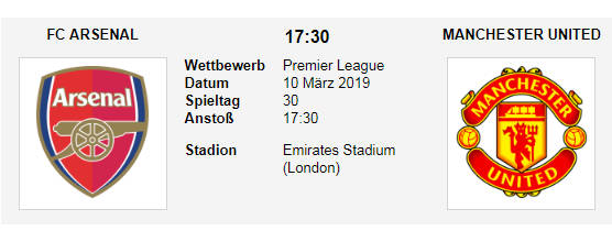 Wett Tipp Arsenal Man Utd 10 03 19