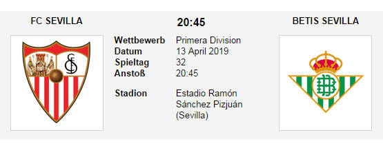Wett Tipp FC Sevilla Betis 13 04 19