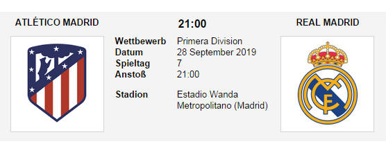 Wett Tipp Atletico Real Madrid 28 09 19