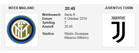 Wett Tipp Inter Juve 06 10 19