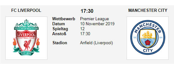 Wett Tipp Liverpool Man City 10 11 19