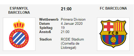 Wett Tipp Espanyol Barca 04 01 20
