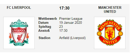 Wett Tipp Liverpool Man Utd 19 01 20