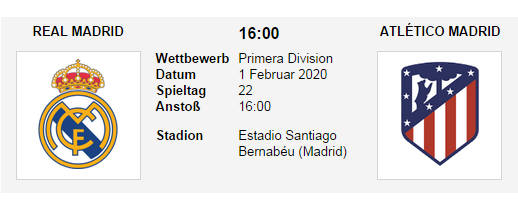 Wett Tipp Real Madrid Atletico Madrid 01 02 20