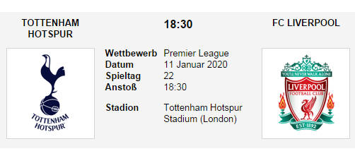 Wett Tipp Tottenham Liverpool 11 01 20
