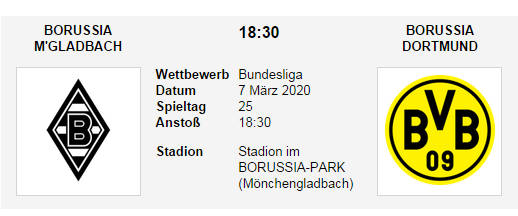 Wett Tipp Borussia Gladbach Borussia Dortmund 07 03 20