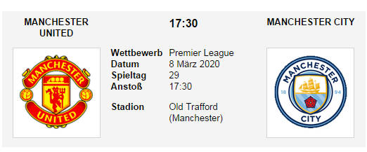 Wett Tipp Man Utd Man City 08 03 20