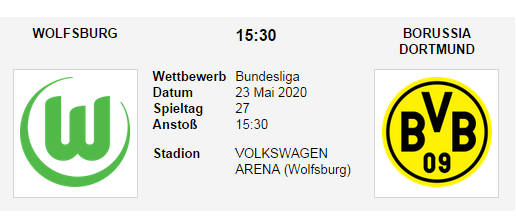 Wett Tipp Wolfsburg Borussia Dortmund 23 05 20