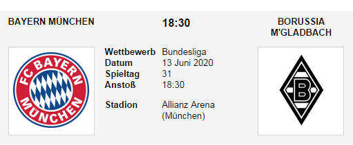 Wett Tipp Bayern München Borussia Gladbach 13 06 20