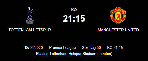 Wett Tipp Tottenham Man United 20 06 20