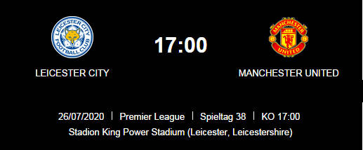Wett Tipp Leicester Manchester United 26 07 20