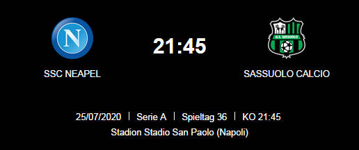 Wett Tipp Napoli Sassuolo 25 07 20