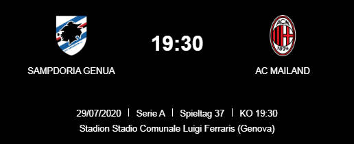 Wett Tipp Sampdoria AC Milan 29 07 20