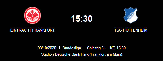 Wett Tipp Eintracht Frankfurt TSG Hoffenheim 03 10 20