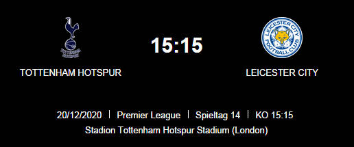 Wett Tipp Tottenham Leicester 20 12 20